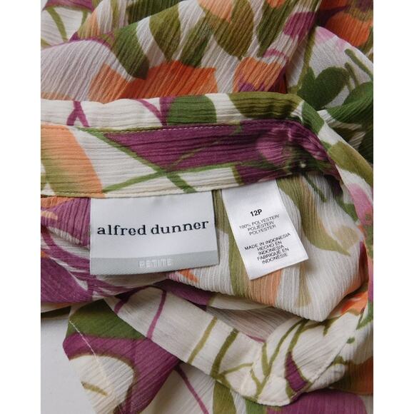 Alfred Dunner Shirt Petitie 12P Long Sleeve Multi Color Floral Button Down - Picture 6 of 7